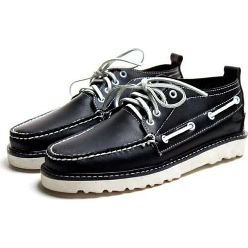 New Men Leather Boat Shoes Designer Lace Up Fashion Flat Creepers Moccasins Shoes Footwear Zapatos Hombre Loafers Driving shoes