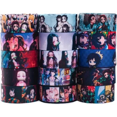 Random set 5/10/20 styles 22/25mm new Japanese cartoon pattern grosgrain ribbon, each 1yard