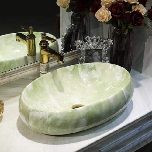 Oval Europe Vintage Style Ceramic Art Basin Sinks Counter Top Wash Basin ceramic wash basin bathroom sink