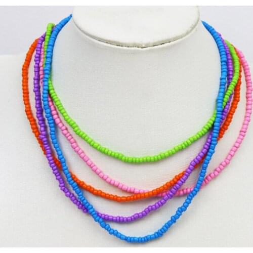 10 Pcs Colorful Beaded Strand Necklace Handmade Beaded Chocker Necklace Jewelry Accessories Jewelry Necklace Gift 9962