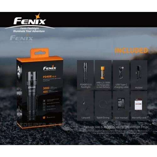 Max 3000 Lumens Fenix PD40R V2.0 Luminus SST 70 LED Mechanical Rotary Switching Portable Flashlight with 5000mAh/ 21700 Battery
