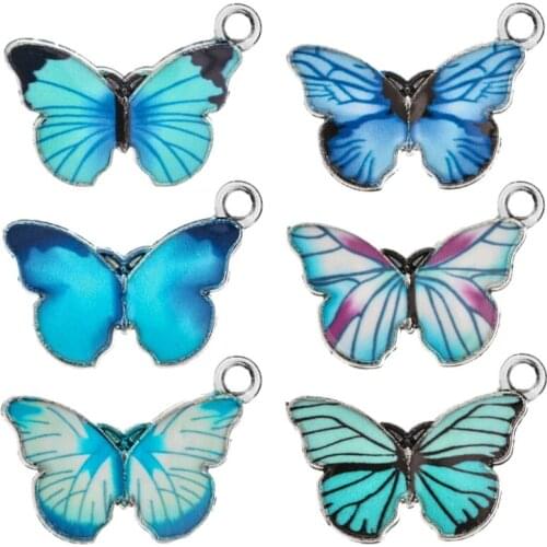 20pcs 15x20mm Butterfly Charms Wholesale Fashion Enamel Alloy Insect Pendant For Bracelet Necklace DIY Jewelry Making Supplies