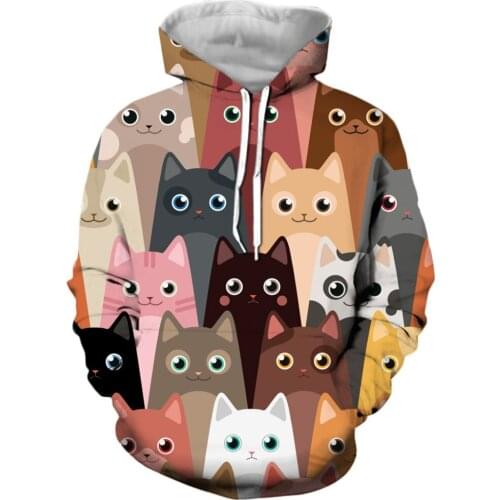 PLstar Cosmos Drop shipping 2019 New Fashion Men Zip hoodie Cute Cat Pattern Collage 3d Print Unisex Casual Hooded jacket