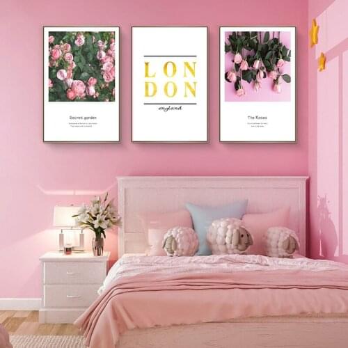 Pink Roses Nordic London Cherish Moment Poster Canvas Wall Art Prints Painting Home Decor Pictures for Living Room Bedroom