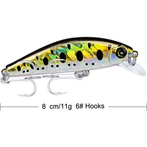 Minnow Hard Bait Fishing Lures Fishing 3.15"-8cm Tackle Retail Box 11g Fishing Bait with 6# Hooks 12 Color Fishing Baits 2019