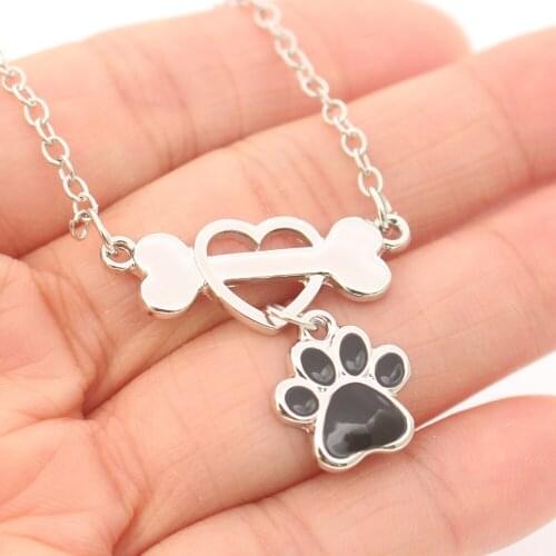 Dog Paw Print necklace heart bone Pendant Jewelry Gifts for Dog Owner