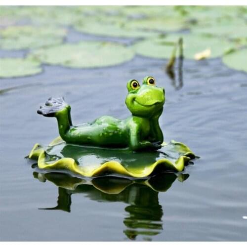 Cute Frog Statue Resin Floating Frogs Statue Ornament Garden Pond Decoration Green Frog Sculpture For Home Desk Garden Decor