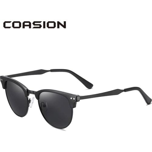 COASION 2020 Brand Design Polarized Sunglasses for Women Men Retro Half Metal Frame Sun Glasses for Driving zonnebril CA1364