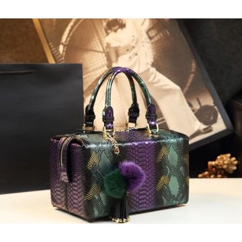 Luxury Fashion Genuine Leather Women handbag mother Serpentine portable shopping bag female charm shoulder square Hard box bags