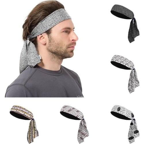 Letter Printed Tennis Sports Headband for Male Outdoor Cycling Running Anti-Slip Head Band Workout Basketball Men Sweatband