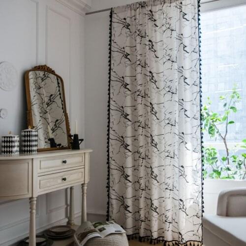 Curtains for living room vintage line cotton curtains for bedroom Window Curtain Drapes