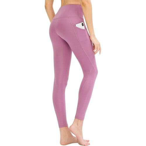 Womens Lavender High Waist Double Pocket Rallying Sports Leggings İnceltici Casual Flexible
