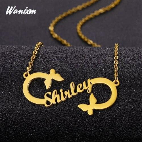 Custom Necklace Butterfly Pendant Personalized Name Necklaces for Women Gold Stainless Steel Chain Choker Jewelry Birthday Gift
