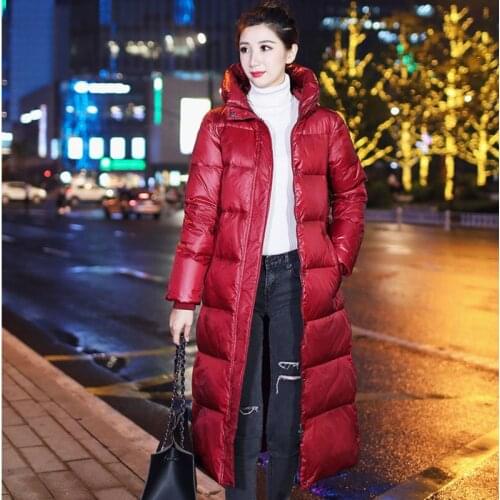 Winter Clothes White Duck Down Coat Parka Women Hooded Parkas Warm Large Size Long Sleeve Puffer Jacket Female X-Long Overcoat