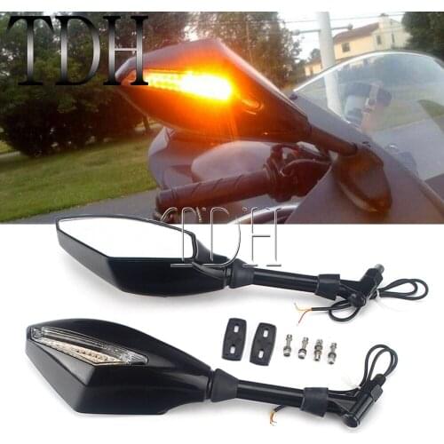 1 Pair LED Turn Lights Motorcycle Rearview Side Mirror For Yamaha YZF R6S R1 R6 Suzuki GSXR 600 750 1000 Honda CB 500 CBR 250