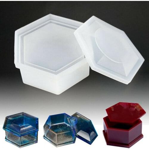 1pcs Transparent Hexagon Storage Box Silicone Mold DIY Jewelry Making Tool Moulds UV Epoxy Resin Decorative Craft Wholesale