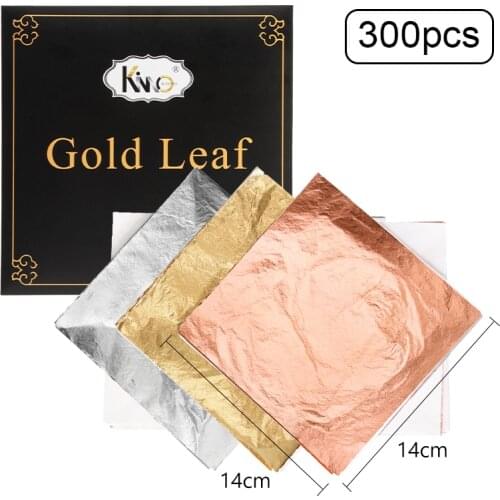 100pcs 14x14cm Art Craft Paper Imitation Gold Sliver Copper Leaf Leaves Sheets Foil Paper for Gilding DIY Craft Decorations