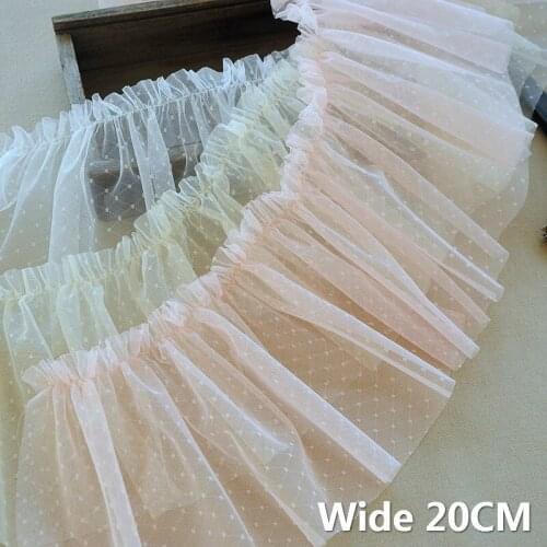 20CM Wide Diamond Wave Point Pleats Lace Ribbon Embroidered Lace Collar Ruffle Trim Women Skirt Wedding Dress Sewing DIY Crafts