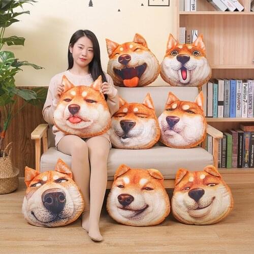 38cm 15'' Husky Head Plush Pillow Stuffed Various expressions of dogs Cushions Super Soft Toys