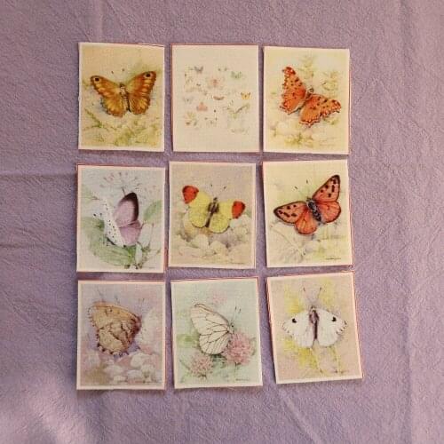 5*6cm 9pcs butterfly patchwork Hand Dyed cotton canvas Fabric Tissue mini Scrapbooking Cloth diy decoration small patch SL-124