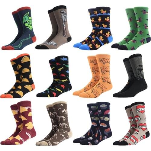 5 pair/lot Mens Cool Colorful Fancy Novelty Funny Patterned Design Dress Socks Crazy Fashion Combed Cotton Happy Crew Socks