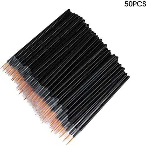 50pcs/lot Black Handle Reusable Gel Liner Nail Art Brushes Painting Pen Beauty Makup Tools
