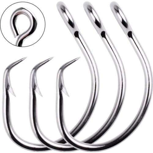 50pcs Stainless Steel Fishing Hook 11/0#-16/0# Barbed Explosion Hooks Jigbait Circle Lure Hook Sea Saltwater Fish Hook Pesca