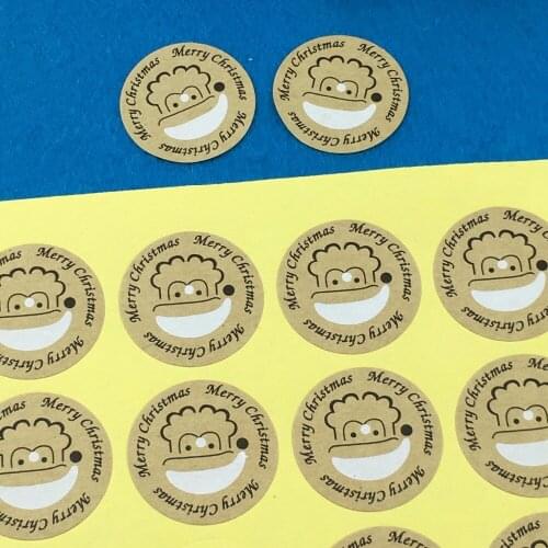 5000PCS/Lot circular Printed above"Merry Christmas"and Smiling face Sticker Labels Adhesive Stickers DIY For Box/gift/envelope