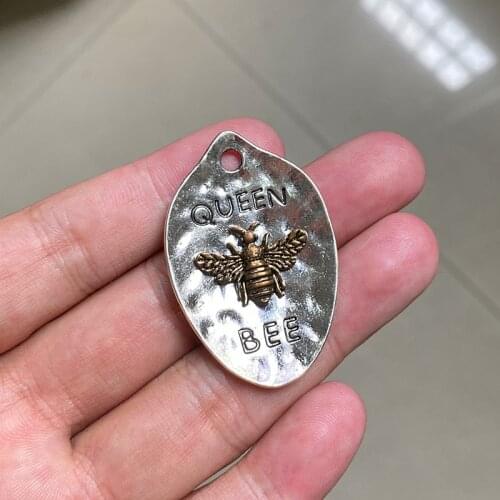 6pcs/lot ,Queen Bee DIY Handmade Pendant Couple Necklace Earrings Accessories Charms Findings Jewelry Making Supplies Gift