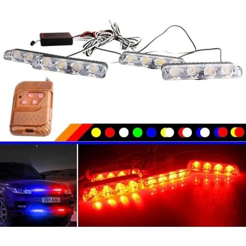 Car Light Interior Car LED Wired Remote Control 12V One Pull Four 16LED Super Bright Car Net Lamp Clip Type Flash Lamp