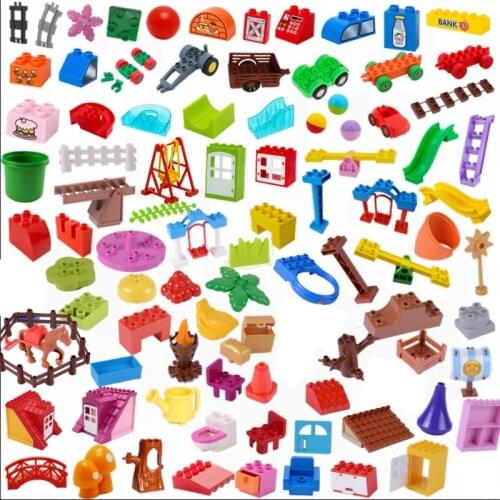 Locking Big Size Accessories Diy Building Blocks Model Tree stump Torch Saddle Farm guardrail Wardrobe Window Tile roof Toys