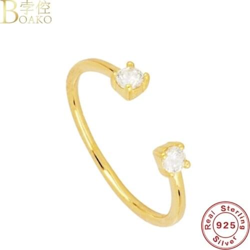 BOAKO CZ Open Ring 925 Sterling Silver Mujer Anillos Plata Rings For Women Luxury Jewelry Ring Bague Bijoux Aneis Joyero Gifts