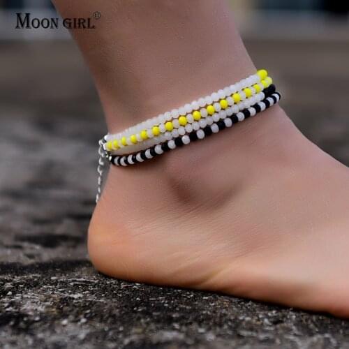 Fashion Crystal Anklets for Women Double Layers Summer Bracelet on the Leg Boho Beach Chains Foot Bracelet Jewelry Accessories