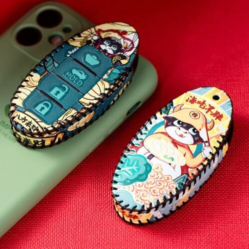 Leather Car Key Case Cover for Nissan Kicks SYLPHY Pulsar LANNIA Qashqai X-Trail Micra ALTIMA Murano Note Juke Remote Key