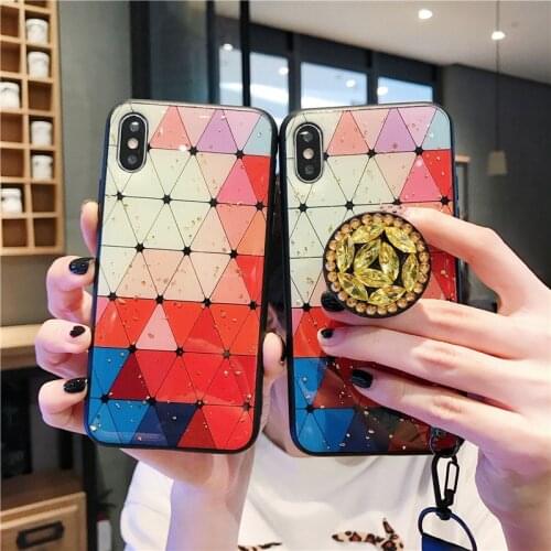 Luxury Gold Glitter Case for iphone XR XS Max 11 Pro Max 12 Pro 6 Plus 7 Plus SE Marble Diamond Ring Holder Silicone Back Cover