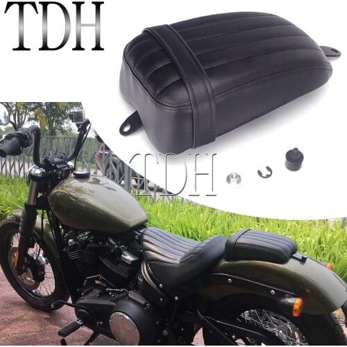 Black Motorcycle Rear Passenger Cushion Pillion PU Pad Seat Saddle Cover For Harley Softail Street Bob FXBB Slim FLSL 2018-20
