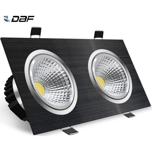 [DBF]Black Square 2 Heads LED Ceiling Recessed Downlight 10W 14W 18W 24W Dimmable LED Spot Light AC 90-265V 3000K/4000K/6000K