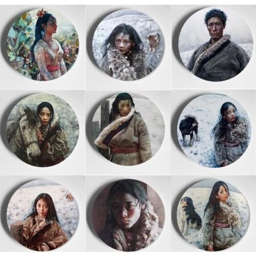 Ai Xuan Painting Decorative Plate High Quality Beauty Traditional Wall Plate Home Living Room Art Plate Ceramic Handcrafts