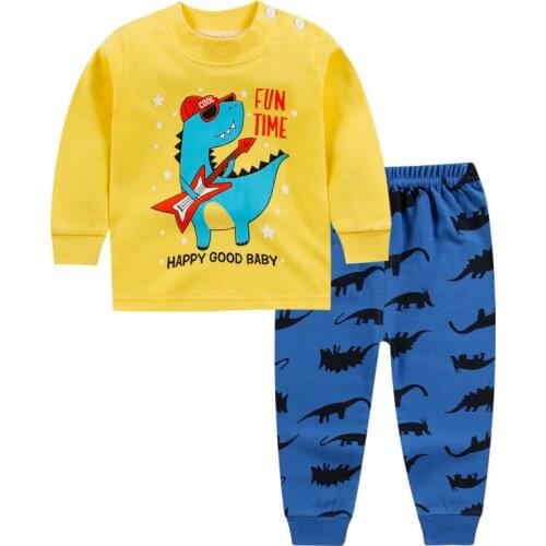 Children Pajamas Baby Clothing Set Kids Unicorn Cartoon Sleepwear Autumn Cotton Nightwear Boys Girls Animal Long Johns Set