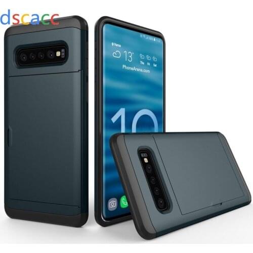 DSCACC Credit Card Slot Combo TPU PC Hard Cover Case for Samsung S10 Plus S10E J4 J6 S9 PLUS J5 J7 PRO J730 J530 A5 A3 50pcs