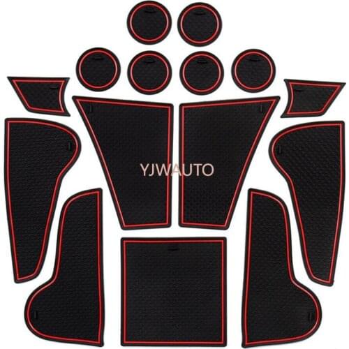 Door Slot Mat for Audi Q7 2016~2019 Gate Groove Cushion Car Door Rubber Cup Holder Mats Anti-slip Carpets Position