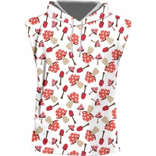 IFPD EU Size Summer Cool Vest With Hat Print Mushroom 3D Hooded Tank Top Women/men Bodybuilding Fitness Sleeveless Plus Size 7XL