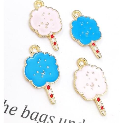 10pcs 25*14mm Small enamel Spun sugar cotton candy charms accessories DIY handmade alloy hairdressing Earrings pendant wholesale