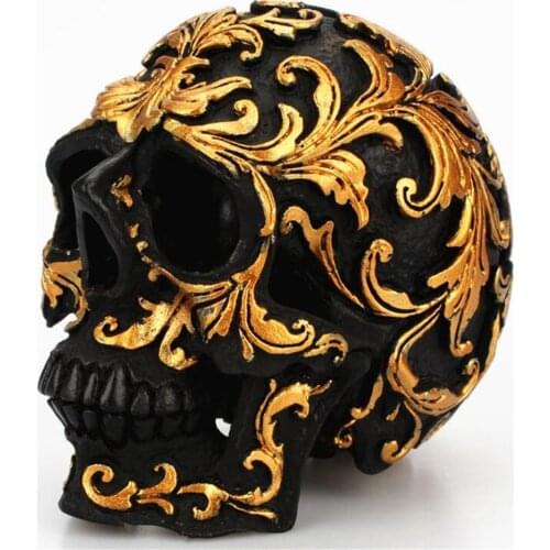 Small size Creative rose gold floral pattern skull ornaments Halloween party home decorations Art statue 301-0727