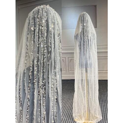 Marnham Customized Lots of Pears Beads Vintage Party Sexy Fantastic Bridal Cathedral Wedding Veils and Accessories