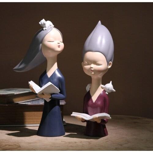 Cute girl heart resin crafts ornaments for living room, table top resin handicraft, ornament, creative home decoration