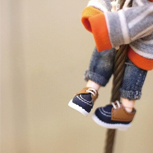 OB11 doll shoe size fashion lace-up round head canvas shoes versatile matching casual shoes navy blue sea blue and other colors