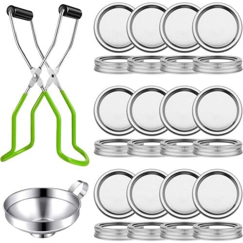 Canning Lids Set,Regular Mouth Mason Jar Canning Lids with Canning Jar Lifter and Wide Mouth Stainless Steel Funnel