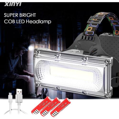 Super COB LED Headlamps USB Rechargeable LED Headlight Camping Head Torch 3Mode Lantern Floodlight Use 3*18650 Frontal HeadLamp