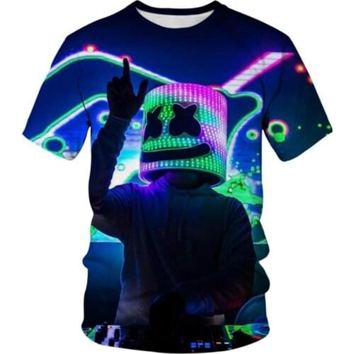 2021 New Fashion Trend 3D New T-Shirt Light Up Star Design Trend Funny Marshmallow New T-Shirt Cartoon Marshmallow Horror Movie